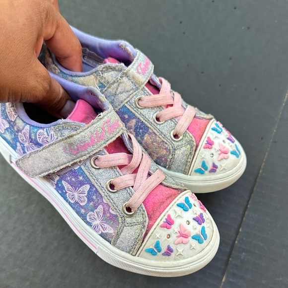 Kids' Pink and Silver Butterfly Sneakers - Picture 1 of 6